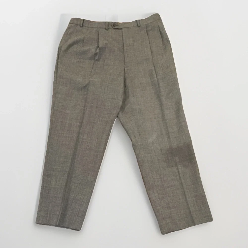 Lauren Ralph Lauren Men's Gray Wool Dress‎ Pants Pleated Classic Straight 42/32